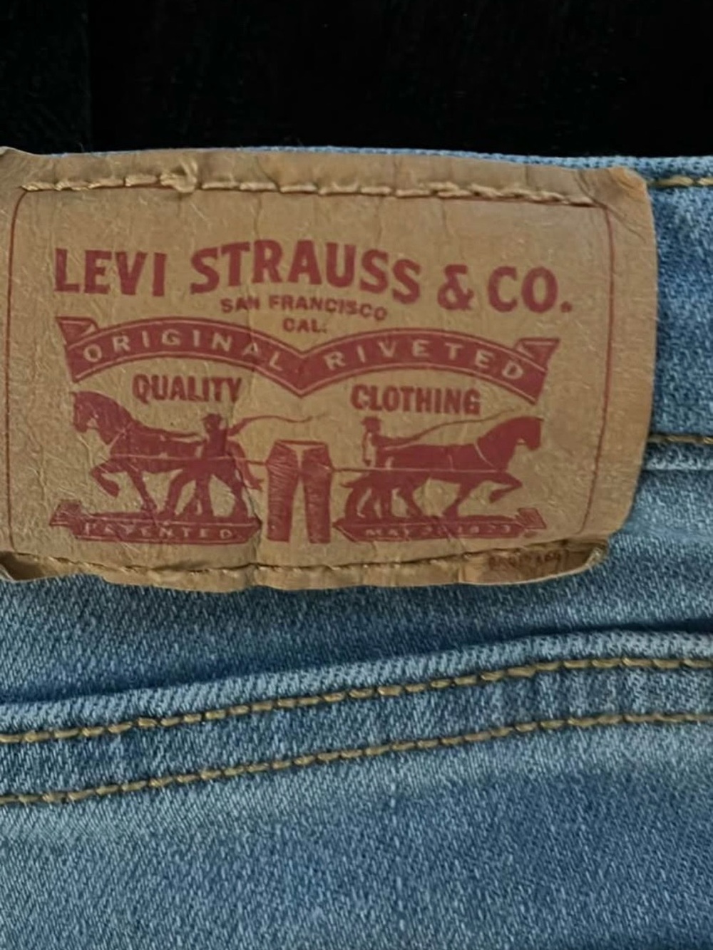 Levi's Blue Denim Jeans with Brown Leather Patch